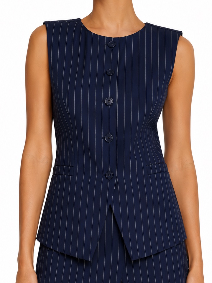 All The Ways Jianna Vest - Navy & White Xs